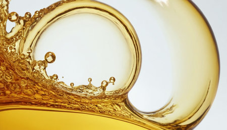 Olive oil splashing on a white background. Close-up.の素材