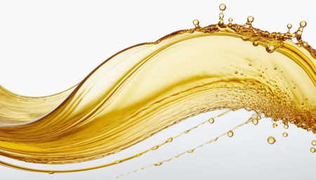 splash of yellow juice isolated on white background, macro closeupの素材