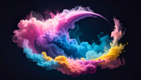 Colorful abstract background with smoke in the form of a circle.の素材