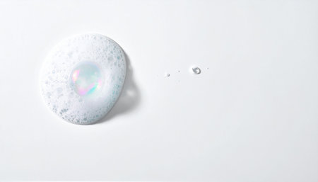 Soap foam with bubbles on a white background. The concept of cleanliness and hygiene.の素材