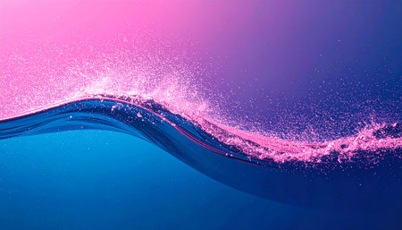 Abstract water wave background. 3d illustration. Pink and purple colorsの素材