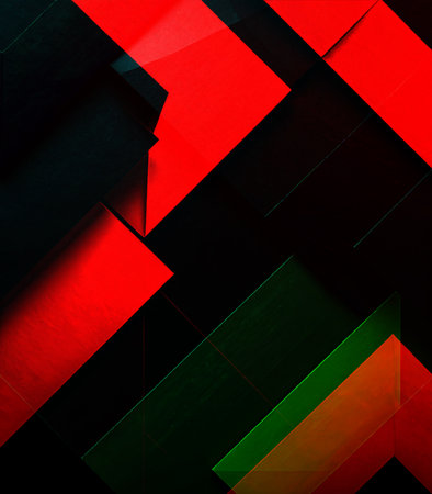 Abstract geometric background. Red, black and green colors. 3d renderの素材