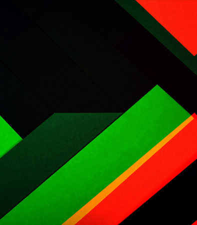 abstract colorful background with geometric shapes in green, red and blackの素材