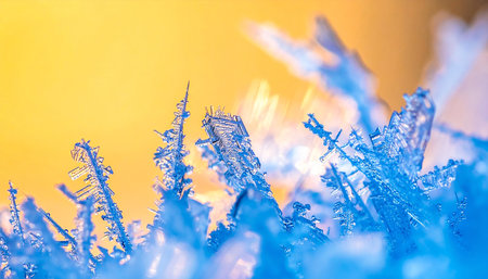 Frosty natural background. Ice crystals close-up. Winter backgroundの素材