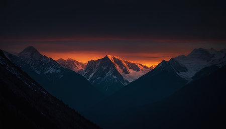 Mountains at sunset in Himalayas, Nepal, Asia.の素材