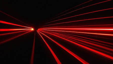 abstract red lines on a black background. 3d rendered illustrationの素材