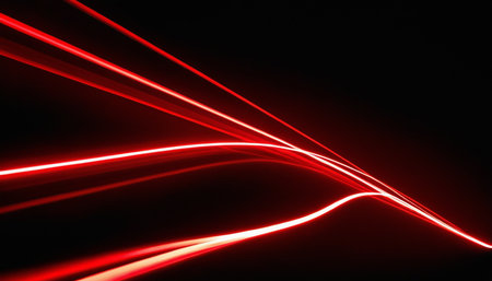 abstract red lines on black background with some smooth lines in itの素材
