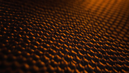 close up of a textured carbon fiber composite material with orange lightの素材