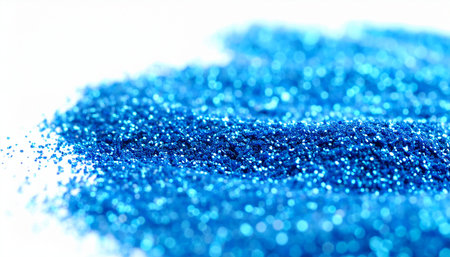 blue glitter sparkle confetti macro close up. abstract background.の素材