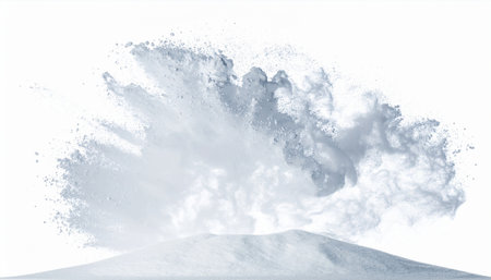 3d rendering of a snow covered mountain isolated on a white backgroundの素材