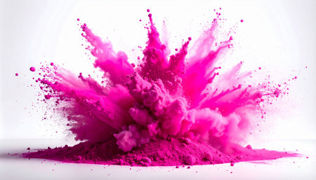 Explosion of pink powder isolated on white background. 3d renderingの素材