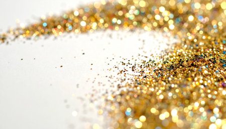 golden glitter texture Colorfull Blurred abstract background for birthday, anniversary, wedding, new year eve or Christmas.の素材