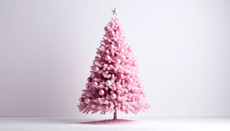 Christmas tree made of pink fur on a white background. 3d renderingの素材