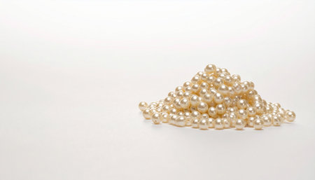 Pearl necklace isolated on white background. Close up. Studio shot.の素材