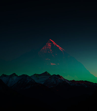 Mountain landscape at sunset. Himalayas, Nepal, Asiaの素材