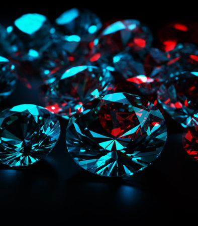 Brilliant diamonds on a black background. Jewelry background.の素材