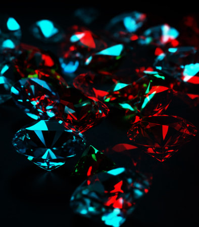 Diamonds on a black background. Macro. Shallow DOF.の素材