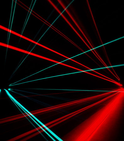 Abstract image of a long exposure in the tunnel of colored lights.の素材