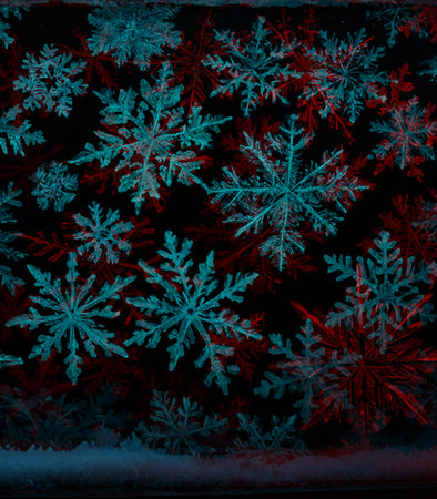 Snowflakes on a dark blue background. Christmas and New Year background.の素材