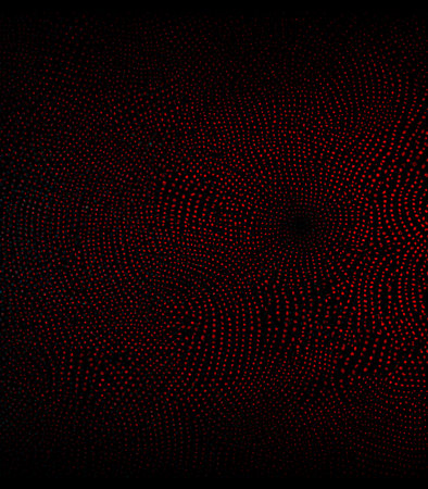 Abstract background with red halftone dots on black background. Vector illustrationの素材