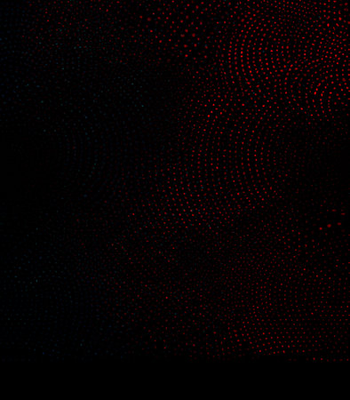 Abstract background with red halftone dots on black background. Vector illustration.の素材