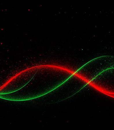abstract background with red, green and green lines on a black backgroundの素材