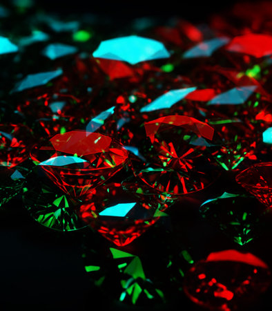 Shiny diamonds on black background. Shallow depth of field.の素材