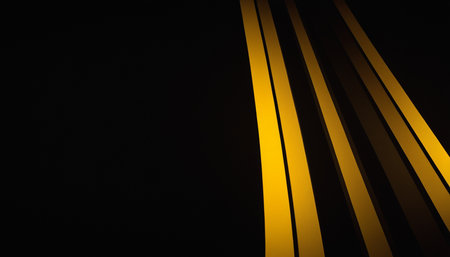Abstract yellow lines on a black background. 3d render illustration.の素材
