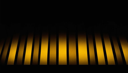 3d render of a yellow wall with a black background and stripesの素材