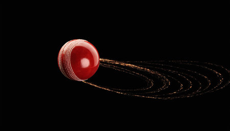 Cricket ball with trail on black background. 3d illustrationの素材