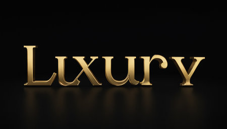 Luxury gold text on black background. 3D rendering.の素材
