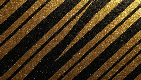 Striped black and gold background. 3d rendering, 3d illustration.の素材