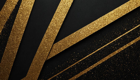 Abstract black background with golden stripes. Luxury design. Vector illustrationの素材