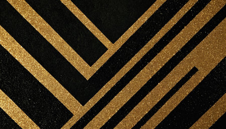 Gold stripes on black background. Design element for poster, card, banner.の素材