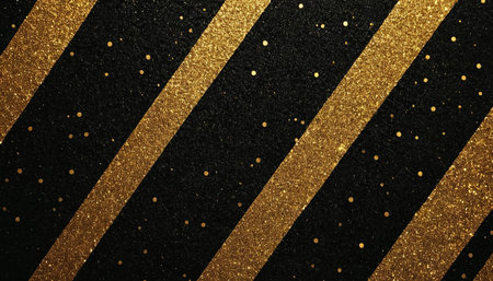 Black and gold stripes on a black background. Abstract background and texture for design.の素材