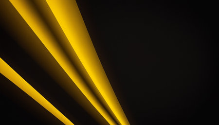 Abstract yellow lines on black background with copy space, 3d renderの素材