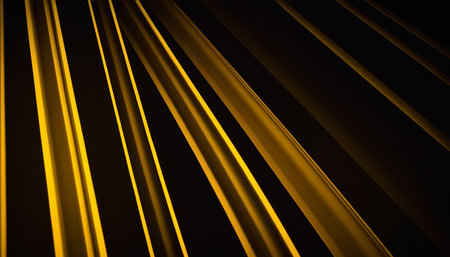 Abstract gold lines on a dark background. 3d render illustration.の素材