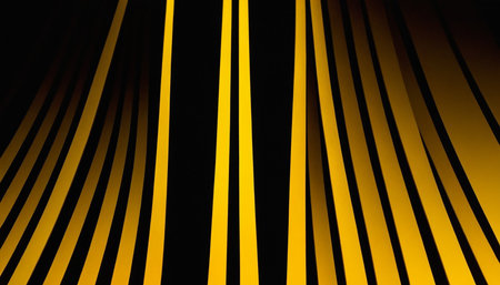 Abstract yellow lines on black background. Animation. Abstract yellow stripes on black backgroundの素材