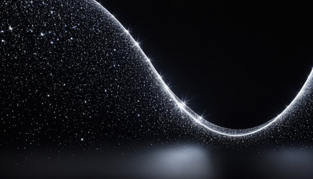 3d illustration of an abstract background with a glowing neon line and starsの素材