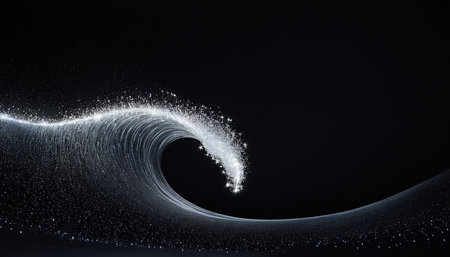 abstract wave of particles. 3d rendering, 3d illustration.の素材