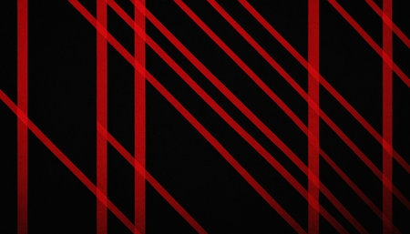 Red stripes on black background. 3d rendering. Computer digital drawing.の素材