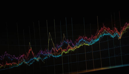 Financial chart on a black background. Business background. 3d renderingの素材
