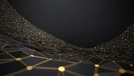 Abstract polygonal space low poly dark background with connecting dots and lines. Connection structure. 3d renderingの素材
