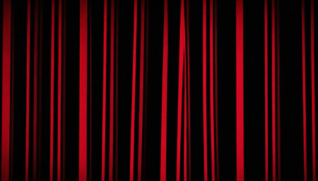 Red curtain with black stripes on a black background. Abstract background.の素材
