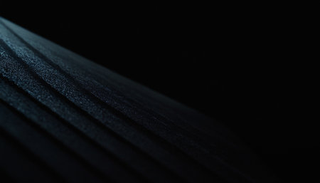 abstract black background with lines and shadows. close up of black fabricの素材