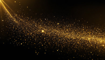 golden glitter vintage lights background. gold and black. de focusedの素材