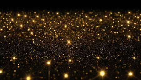 golden glitter vintage lights background. gold and black. de-focusedの素材