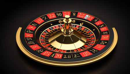 Casino roulette wheel on black background. 3d illustration.の素材