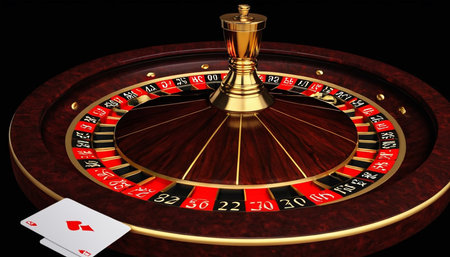 Casino roulette wheel on a black background. 3d renderingの素材