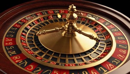 Casino roulette wheel on black background, 3d render illustrationの素材